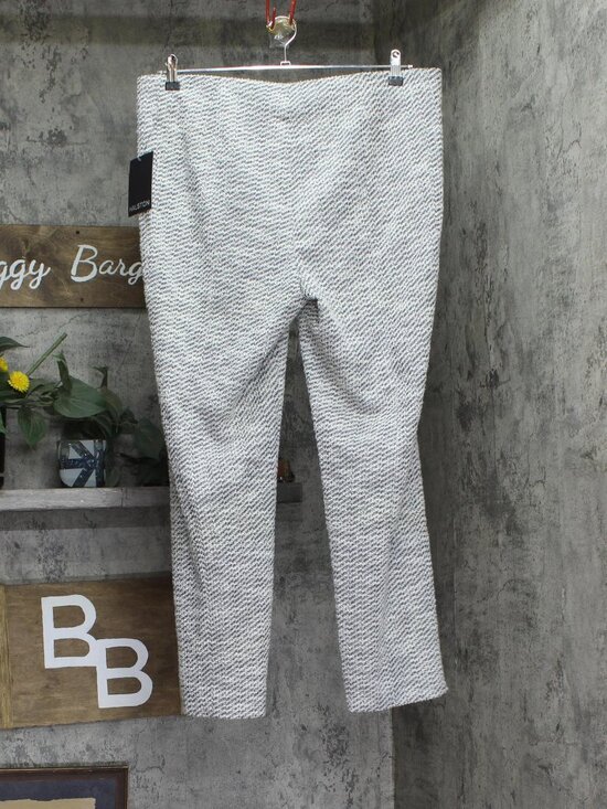 Halston Black Mid Rise Boucle Skinny Pants Hi475A4G Cream Xl Sz XL main image 4